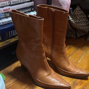Diba Brown 100% Leather Ankle Boots size 10